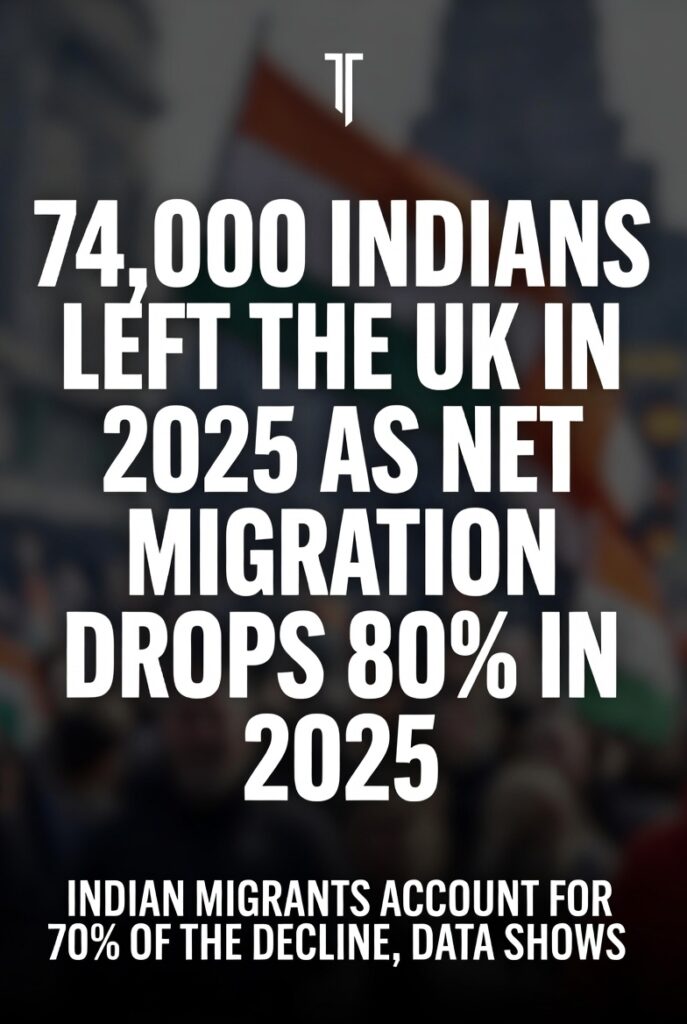 74,000 Indians Leave the UK as Net Migration Drops 80% in 2025