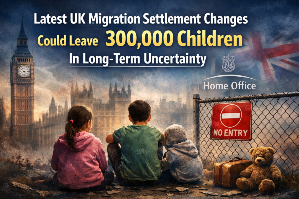 UK migration settlement rule changes could leave over 300,000 migrant children in long-term uncertainty, with Home Office and UK Parliament in the background